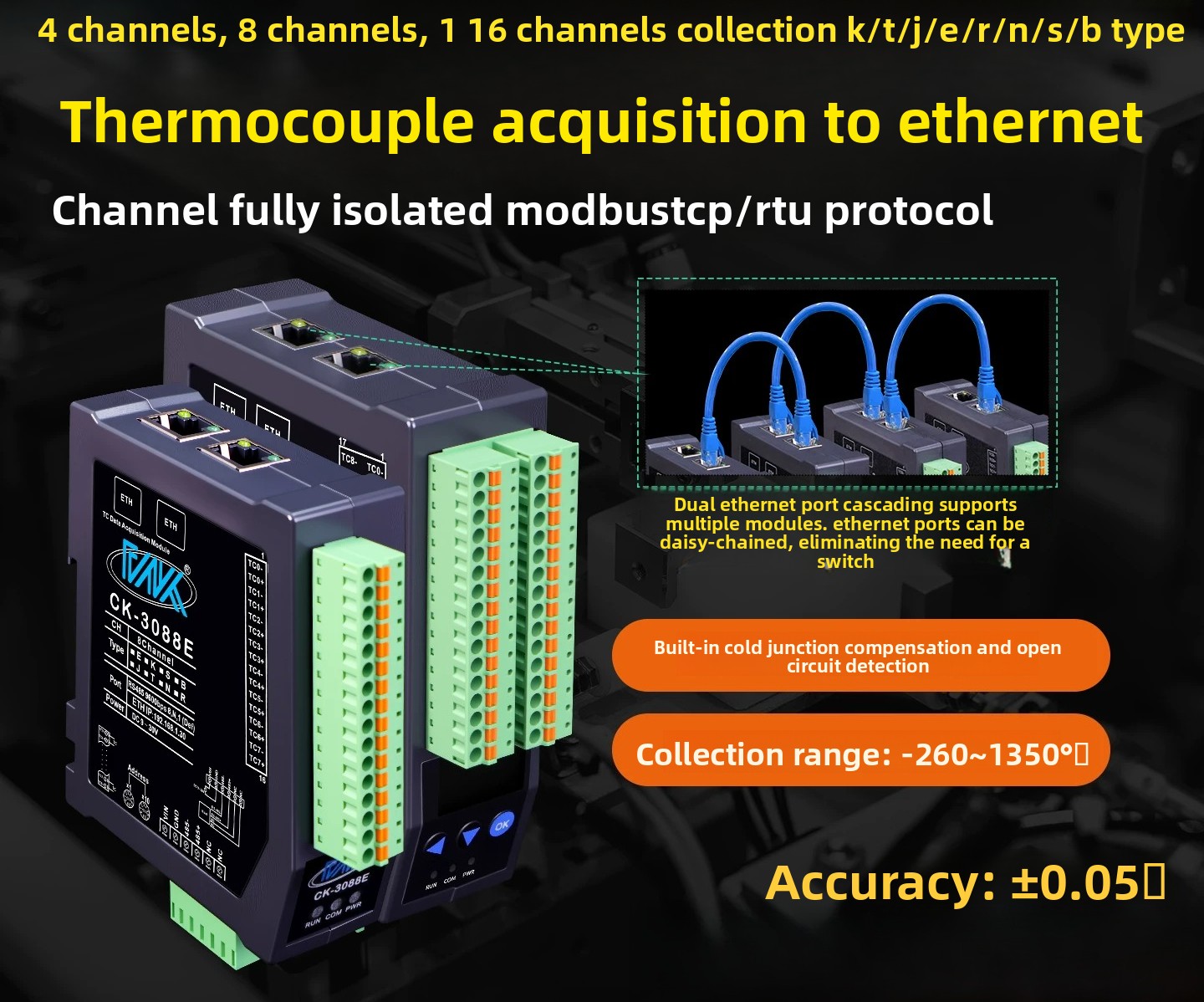 Power Over Ethernet - Módulo de Temperatura Termorresistente Tipo K