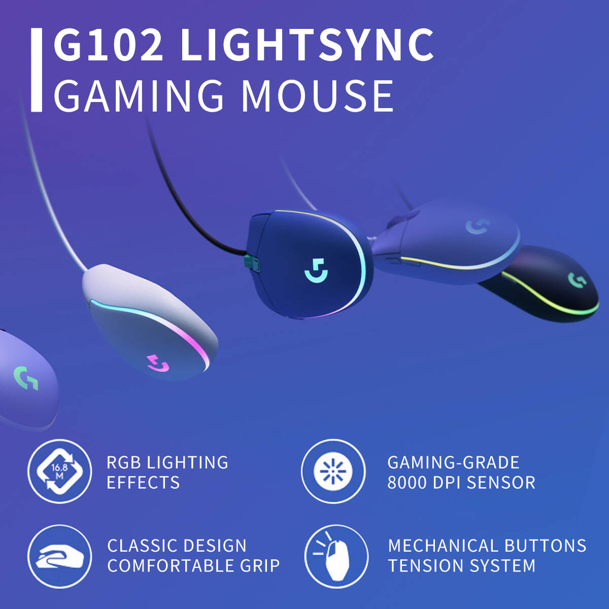Mouse Gamer Logitech G102 com  - Logitech Mouse G203 avaliação e preço